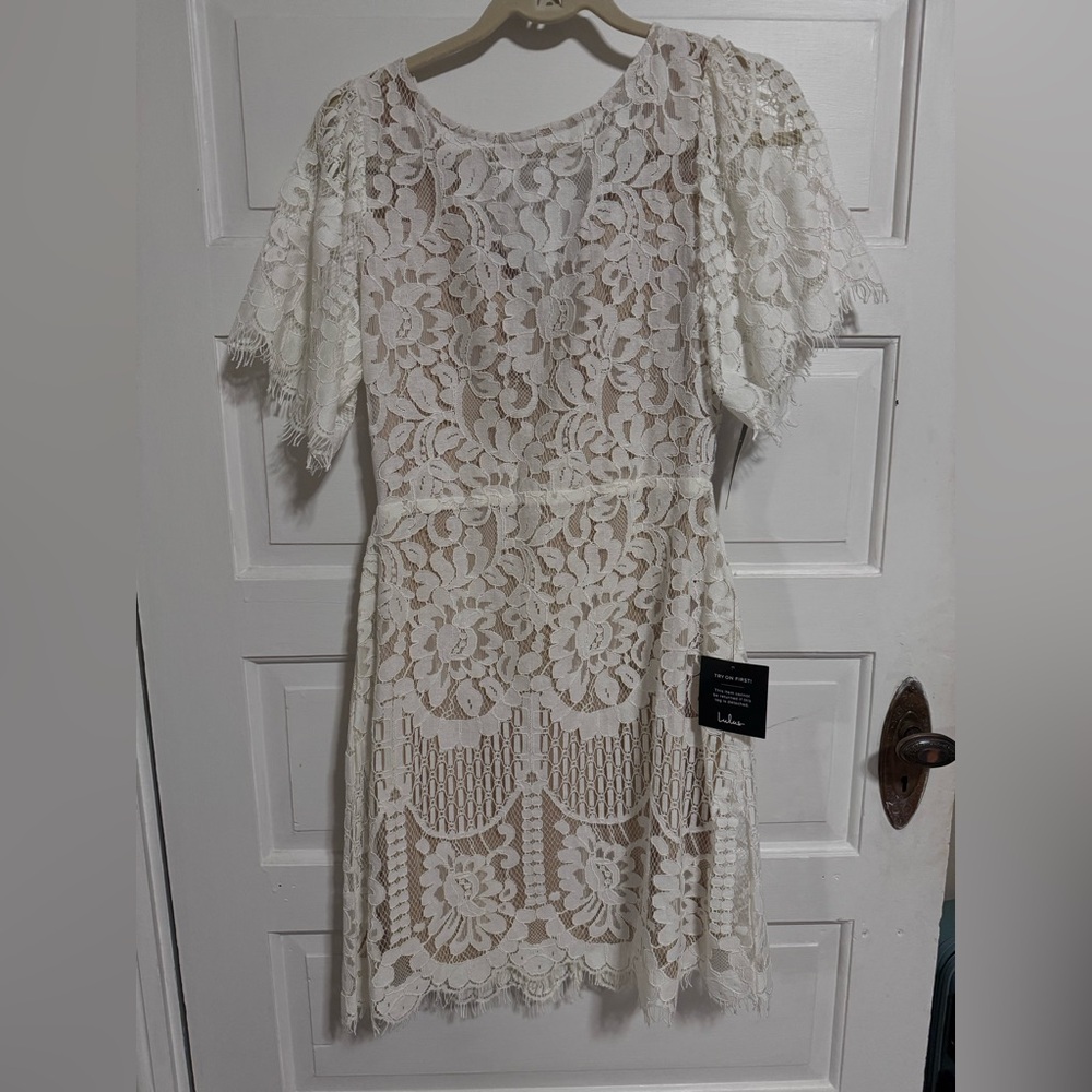 NWT lace detail white dress